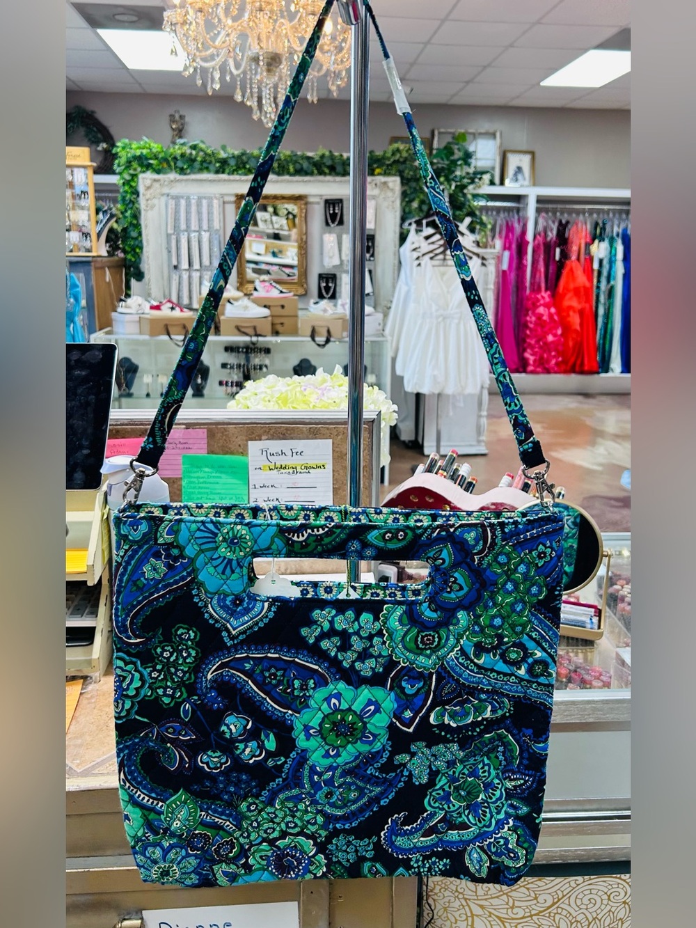 Vera Bradley Blue Green Paisley Shoulder Tote